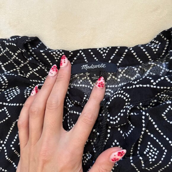 MADEWELL Lace Up Peasant Top in Caravan Print - Picture 5 of 12
